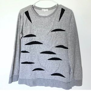 XXI Forever 21 Faux Ripped Torn Cut Sweatshirt